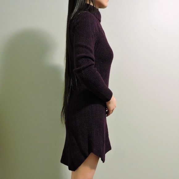 Wilfred Free Purple Turtleneck Merino Wool Sweater Dress, Size XS - Picture 3 of 11